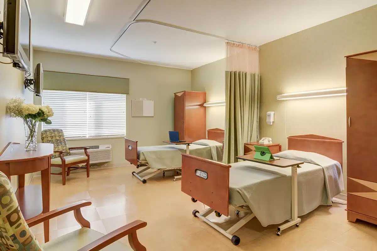 A semi-private room at Kettering Heights